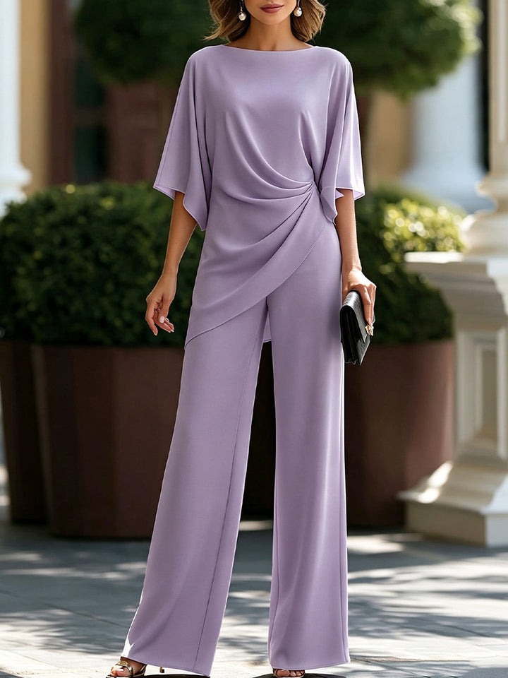 Lucretia™ Draped Asymmetric Wide-Leg Set in Lavender, full outfit
