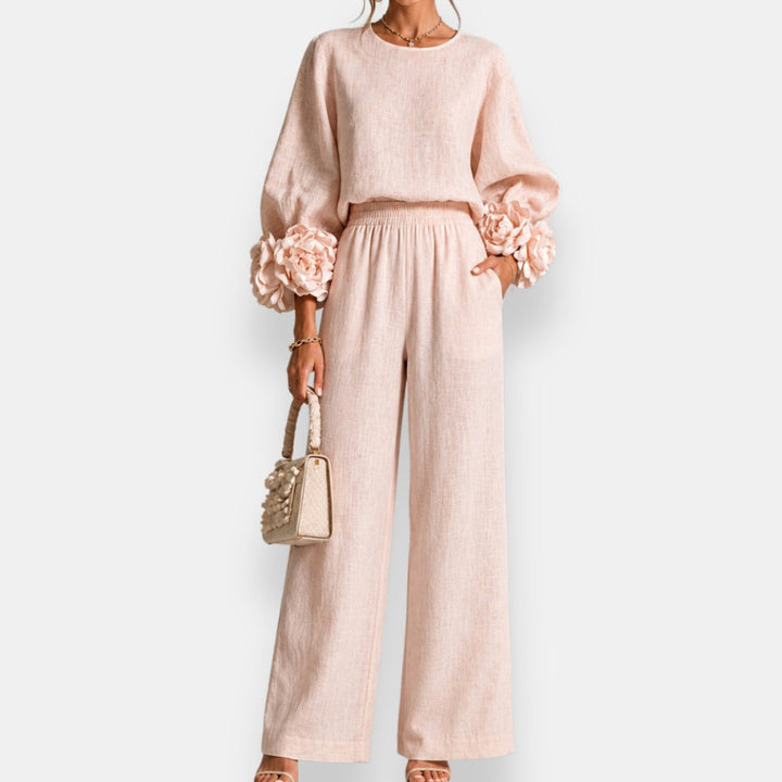 Charlene™ Floral Appliqué Two-Piece Set, in Pink, full length