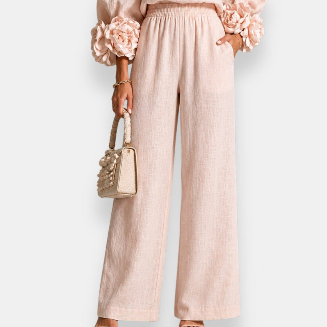 Charlene™ Floral Appliqué Two-Piece Set, sleeve and flower cuff detail