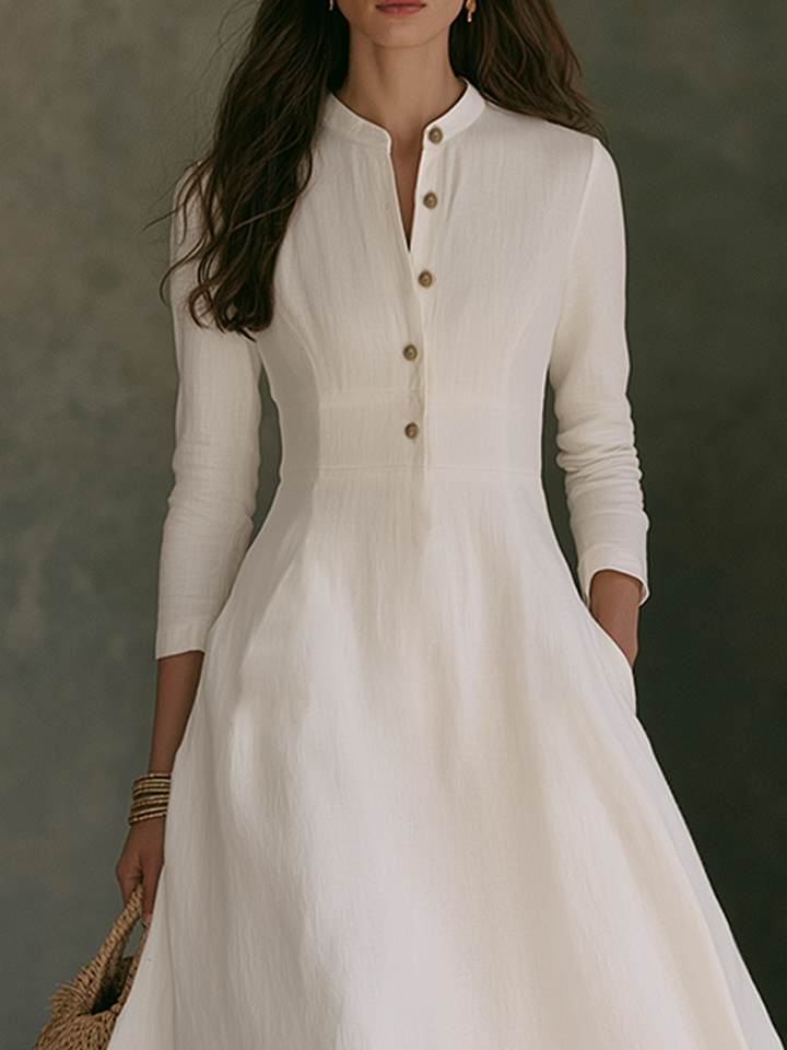 Thelma™ Linen Maxi Dress showing the A-line skirt