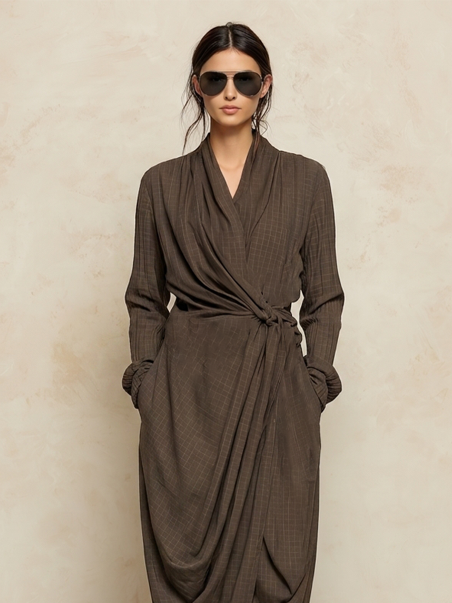 Roberta™ Wrap Tie-Waist Maxi Dress showing the tie waist