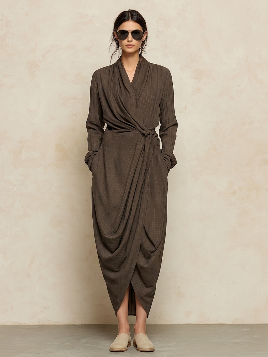 Roberta™ Wrap Tie-Waist Maxi Dress showing the wrap V-neckline