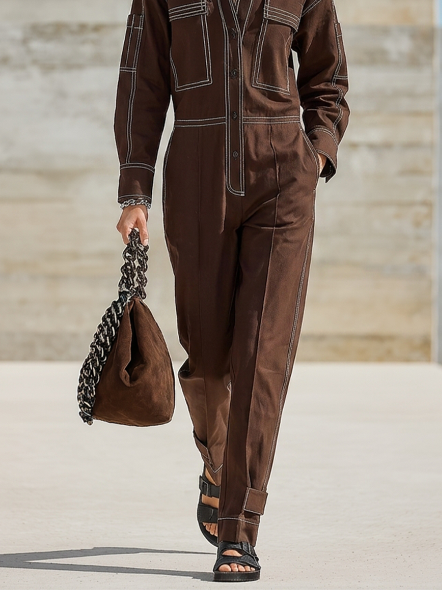 Muriel™ Straight-Leg Jumpsuit showing the cuffed hem
