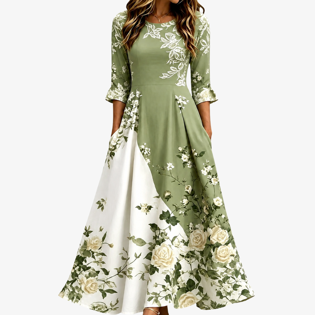 Oleta™ Sage Floral Maxi Dress, in Sage Green, full length