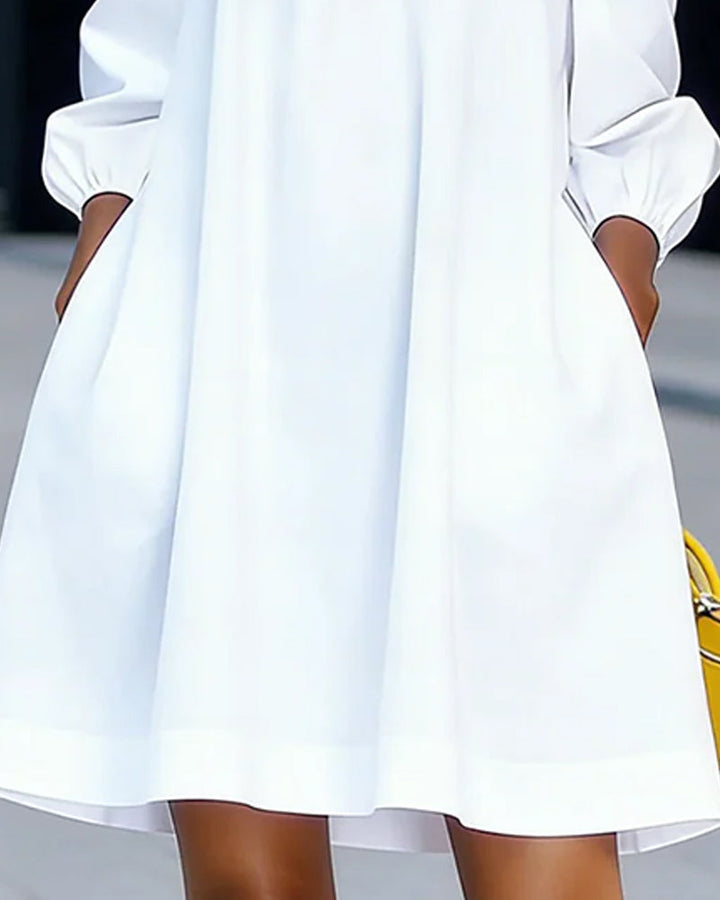 Rhoda™ Off-Shoulder Floral Appliqué Dress in white, side view