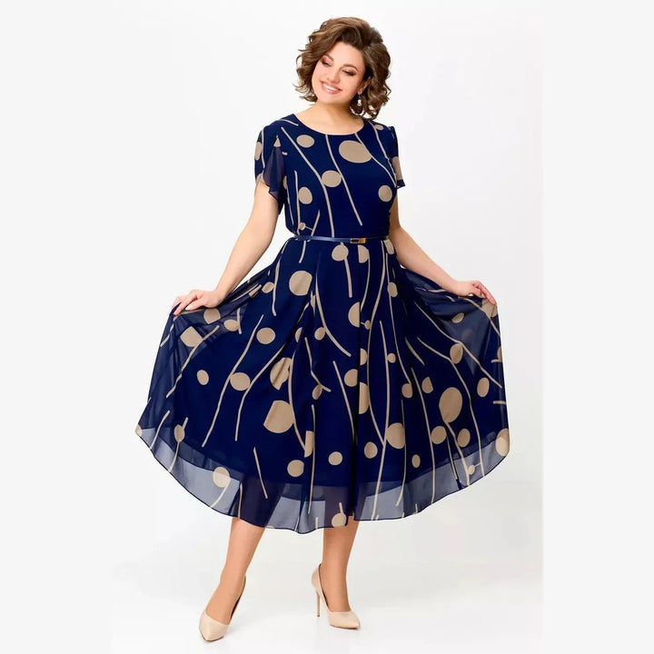 Dorothy™ Polka Dot Midi Dress in navy, front view