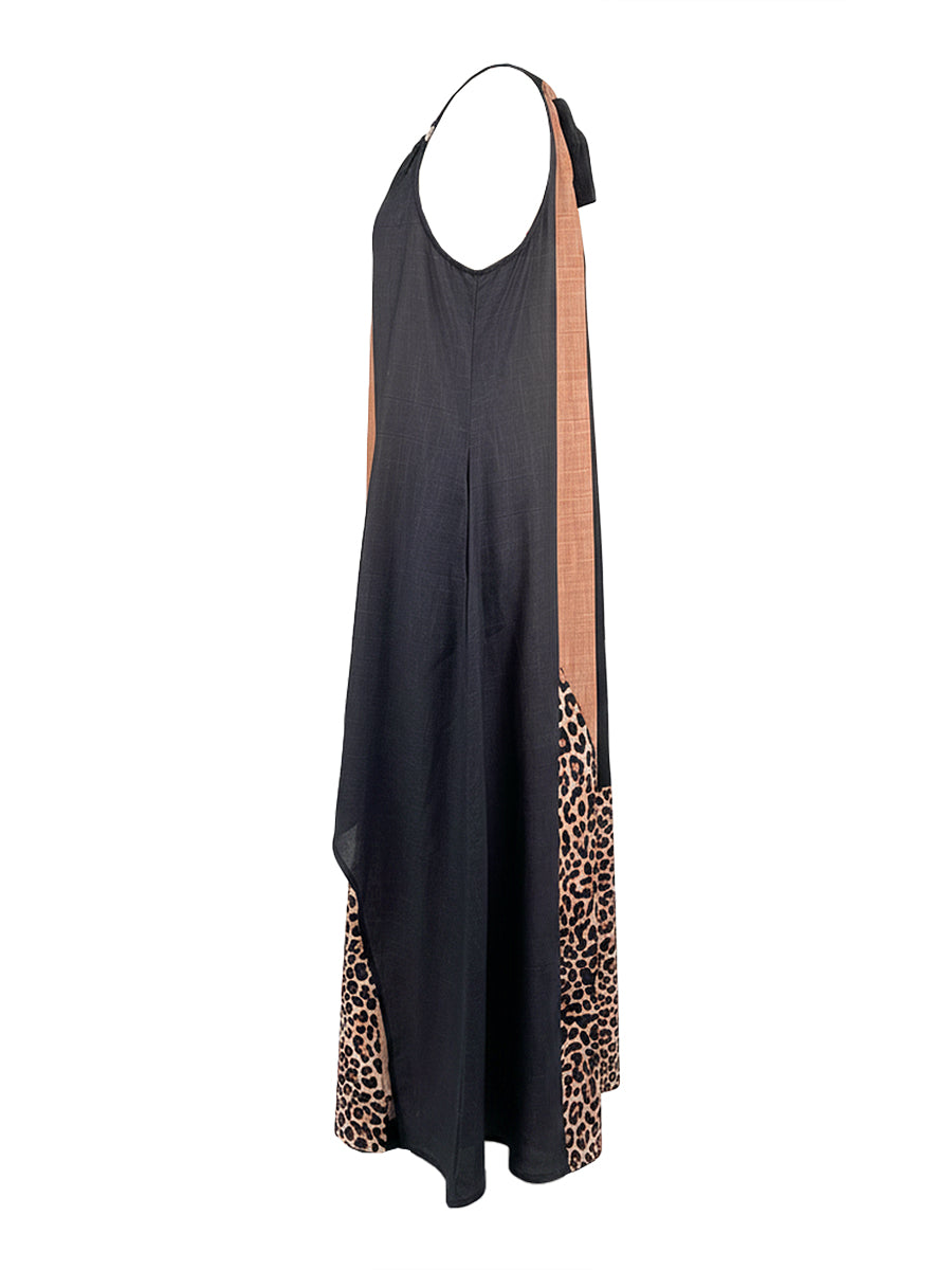 Myrna™ Leopard Halter Maxi Dress worn with flat sandals