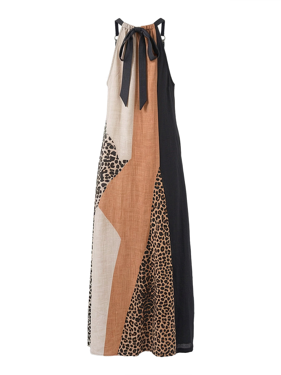 Myrna™ Leopard Halter Maxi Dress back view
