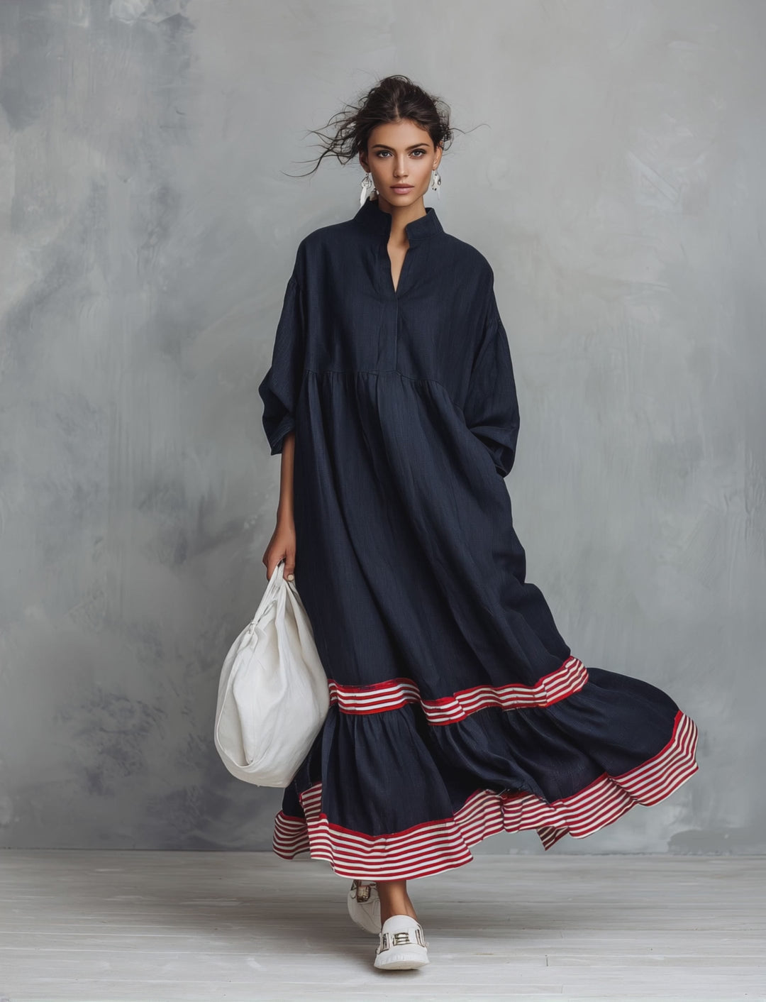 Bernice™ Red Stripe Ruffle Maxi Dress