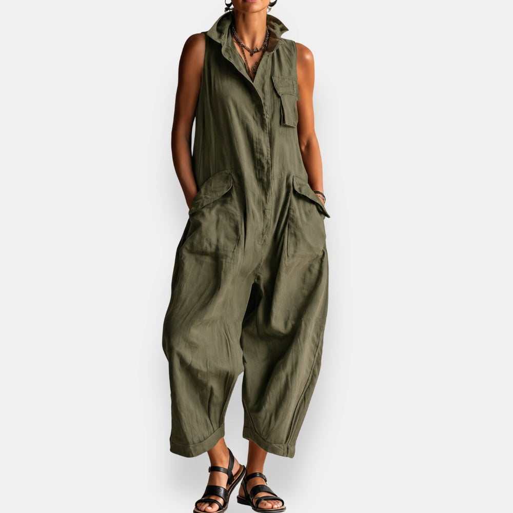Janet cargo jumpsuit, wide-leg trousers full length