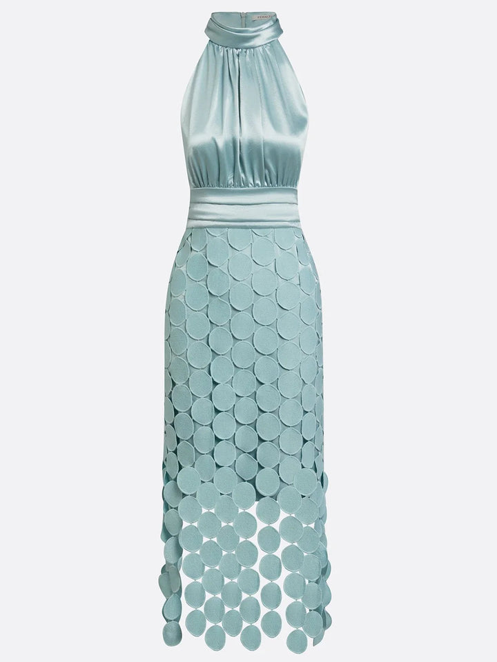 Eunice™ Halter Neck Midi Dress in aqua green, product view