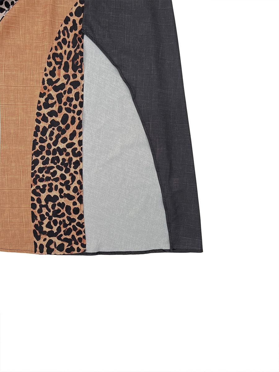 Myrna™ Leopard Halter Maxi Dress in movement