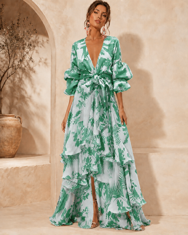 Constance™ Floral Tiered Maxi Dress showing the tiered ruffle skirt