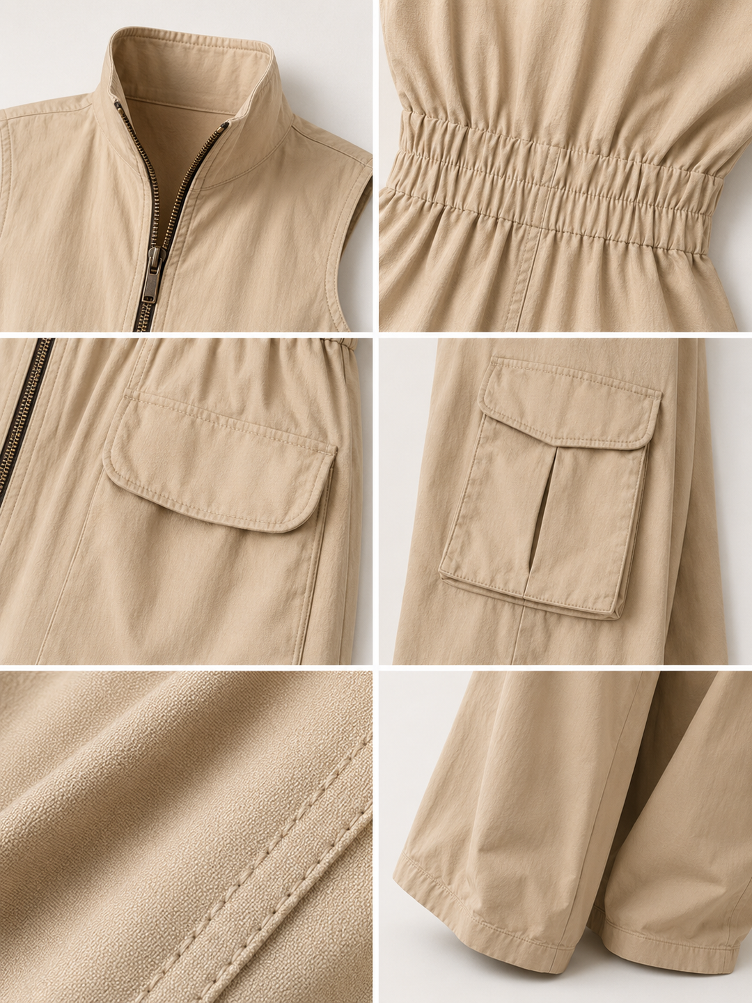 Ursula™ Utility Cargo Jumpsuit fabric texture detail
