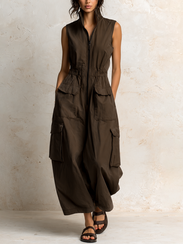 Ursula™ Utility Cargo Jumpsuit showing the cargo pockets