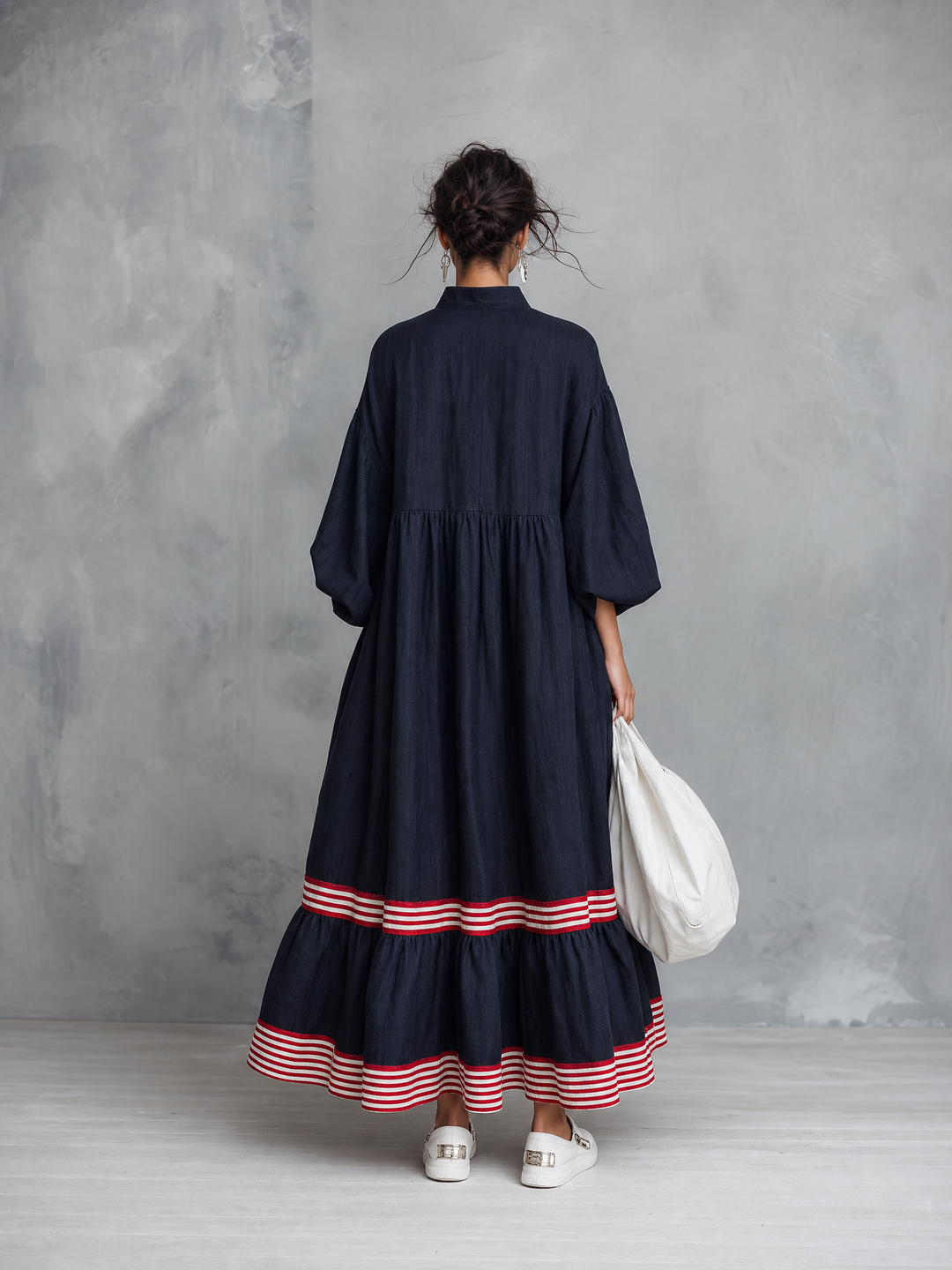 Bernice™ Red Stripe Ruffle Maxi Dress