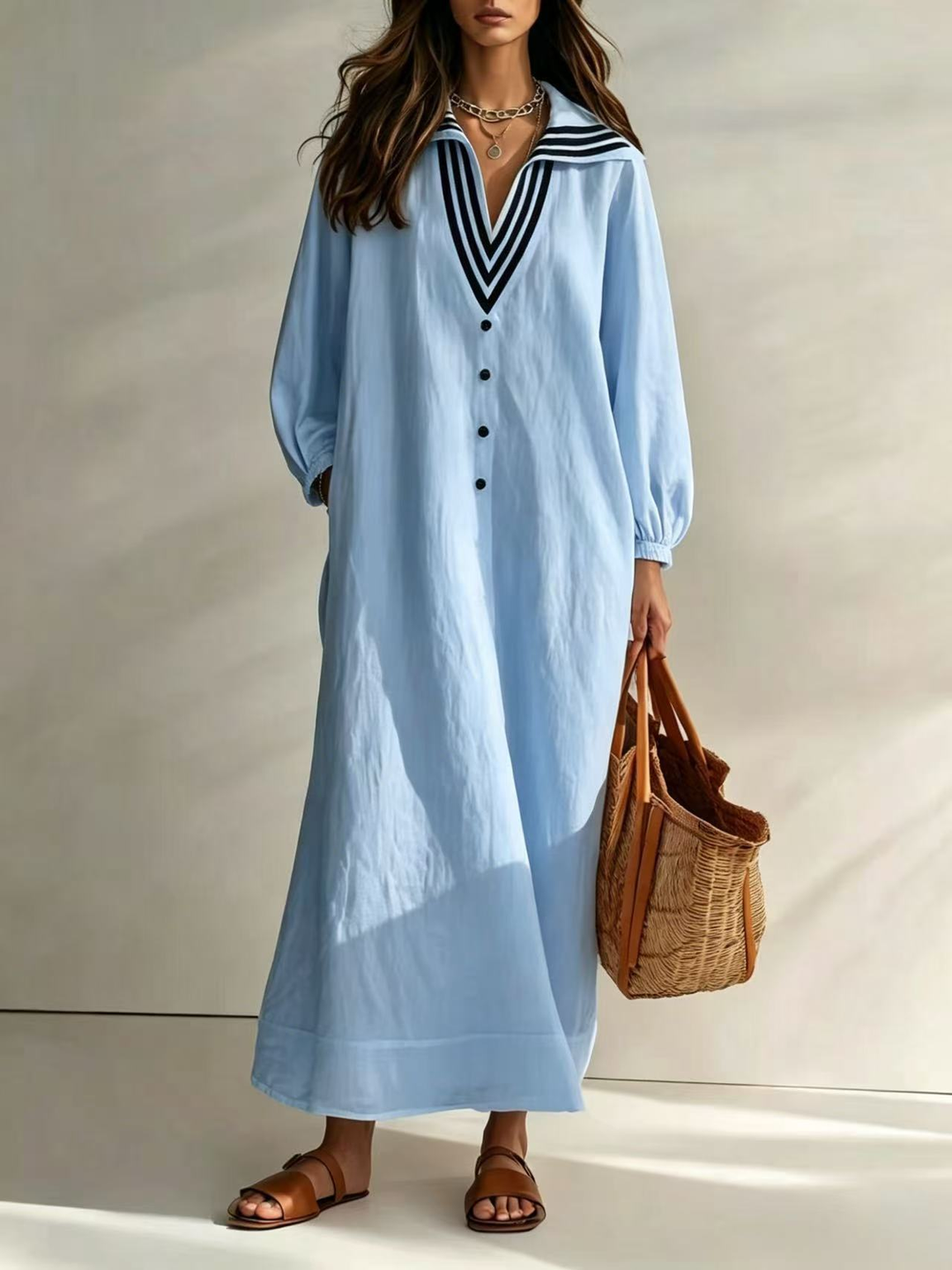 Opal™ Kaftan Maxi Dress in blue, front view