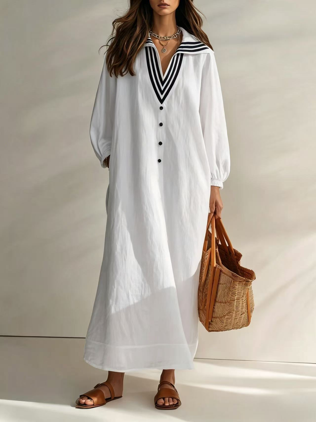 Opal™ Kaftan Maxi Dress in white, front view