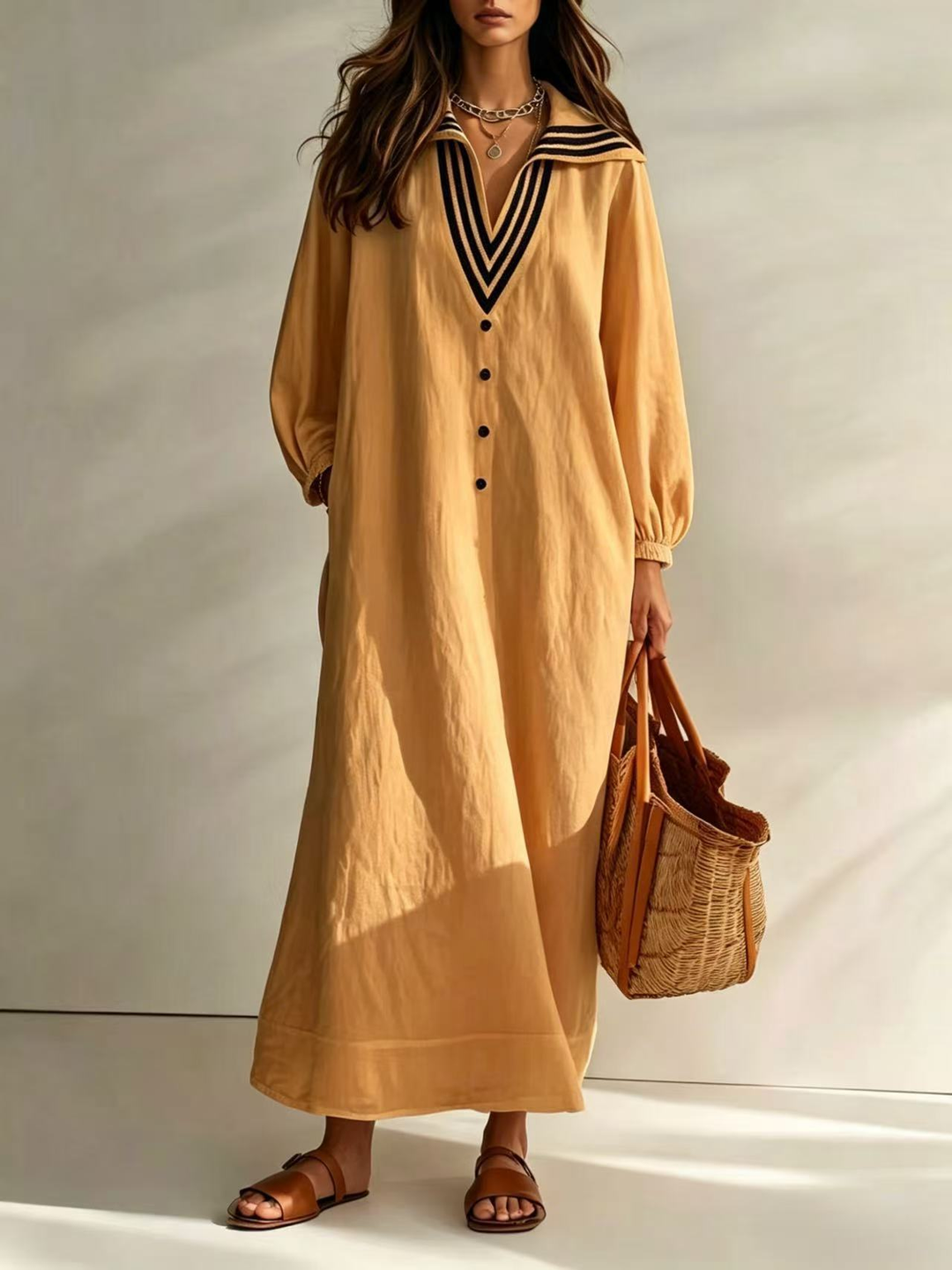 Opal™ Kaftan Maxi Dress in yellow, front view