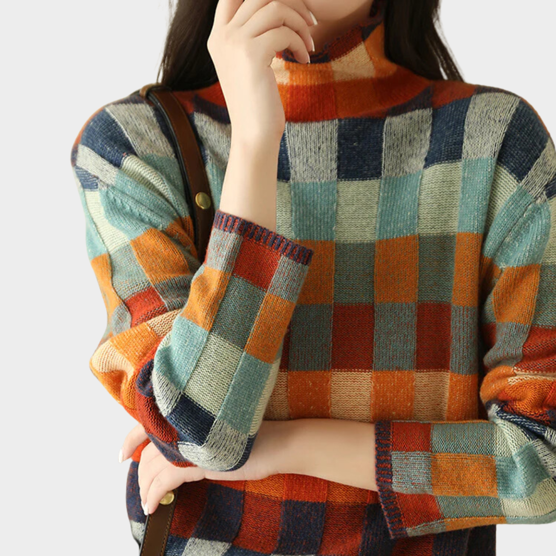 Macey™ Patchwork Turtleneck Jumper