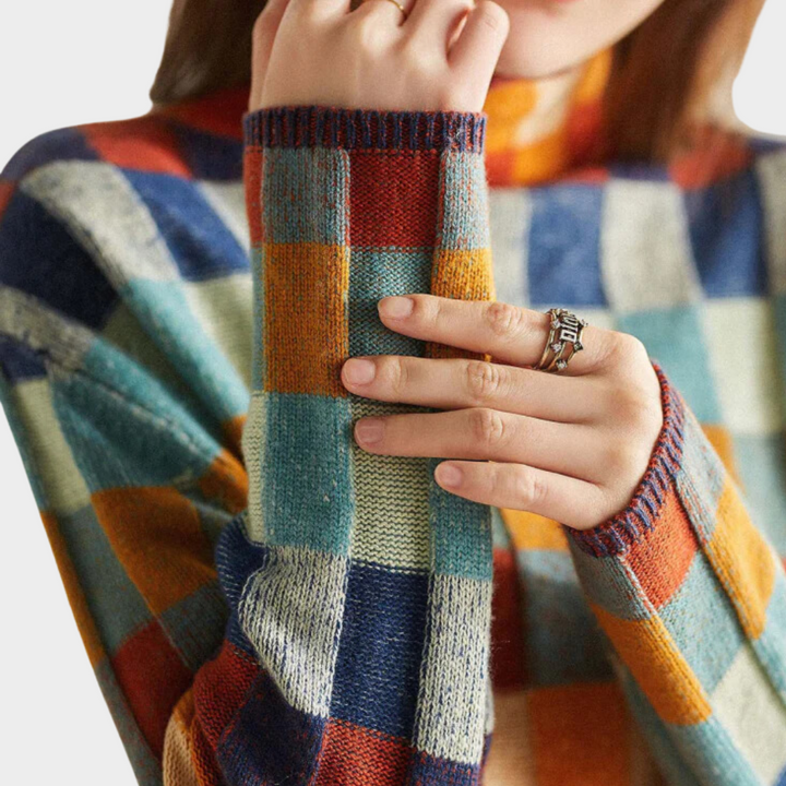 Macey™ Patchwork Turtleneck Jumper