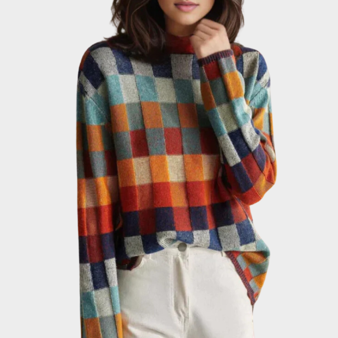 Macey™ Patchwork Turtleneck Jumper