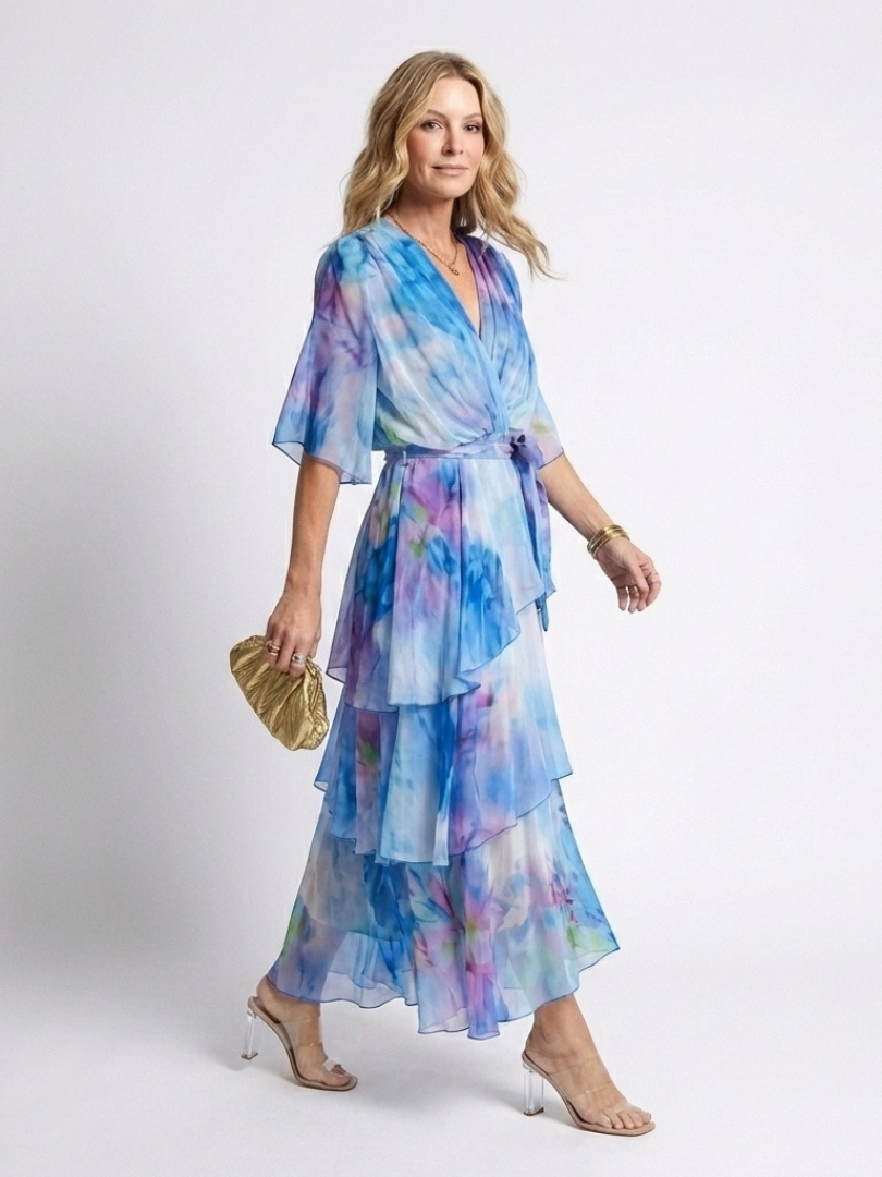 Zena™ Layered Tie Waist Maxi Dress, alternative view