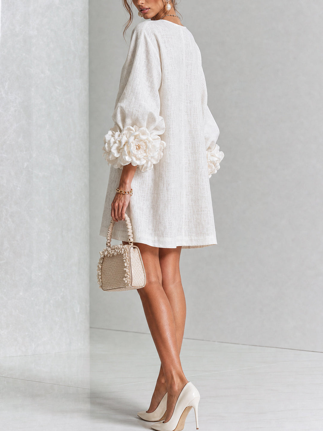 Henrietta™ Floral Button-Down Mini Dress showing the flower-shaped buttons