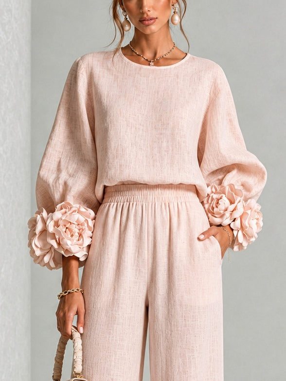 Yolanda™ Ruffle Cuff Two-Piece Set, full length view