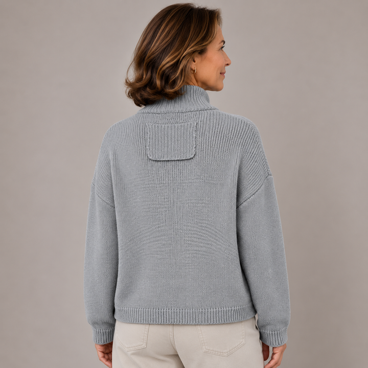 Augusta™ Stand Collar Button Cardigan in gray, back view