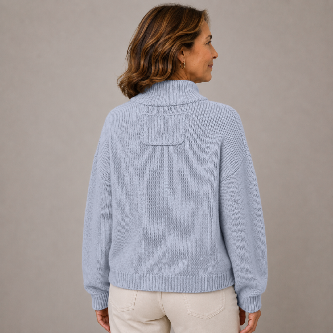 Augusta™ Stand Collar Button Cardigan in light blue, back view