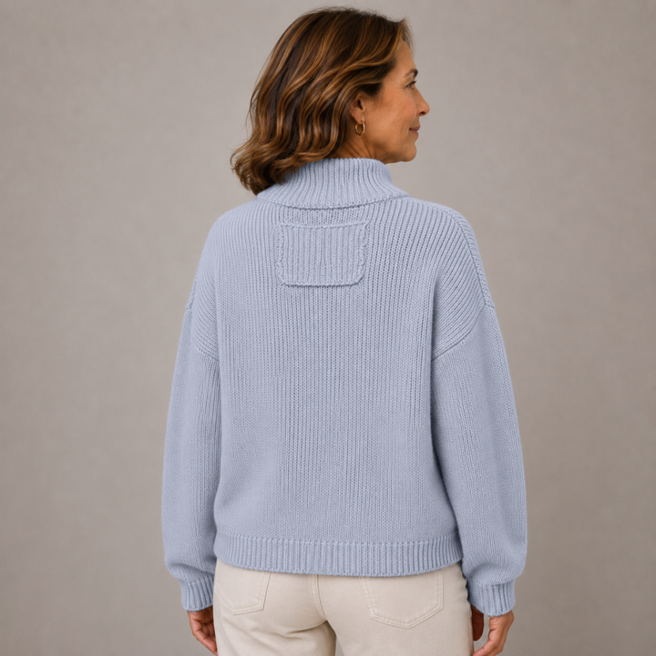 Augusta™ Stand Collar Button Cardigan in light blue, back view
