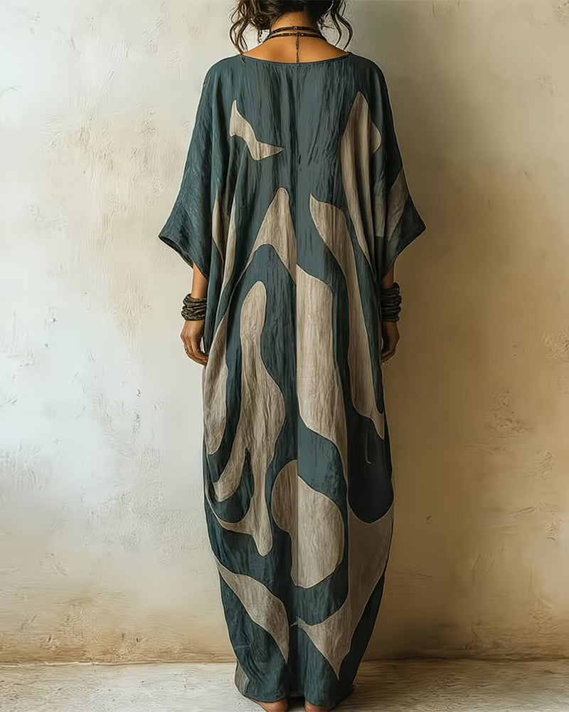 Frieda™ Abstract Print Kaftan Maxi Dress showing the abstract print