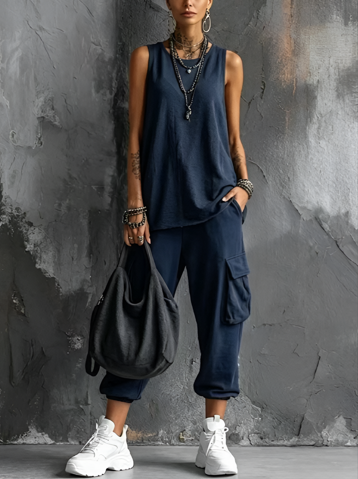Joyce™ Cargo Pocket Two-Piece Set in navy