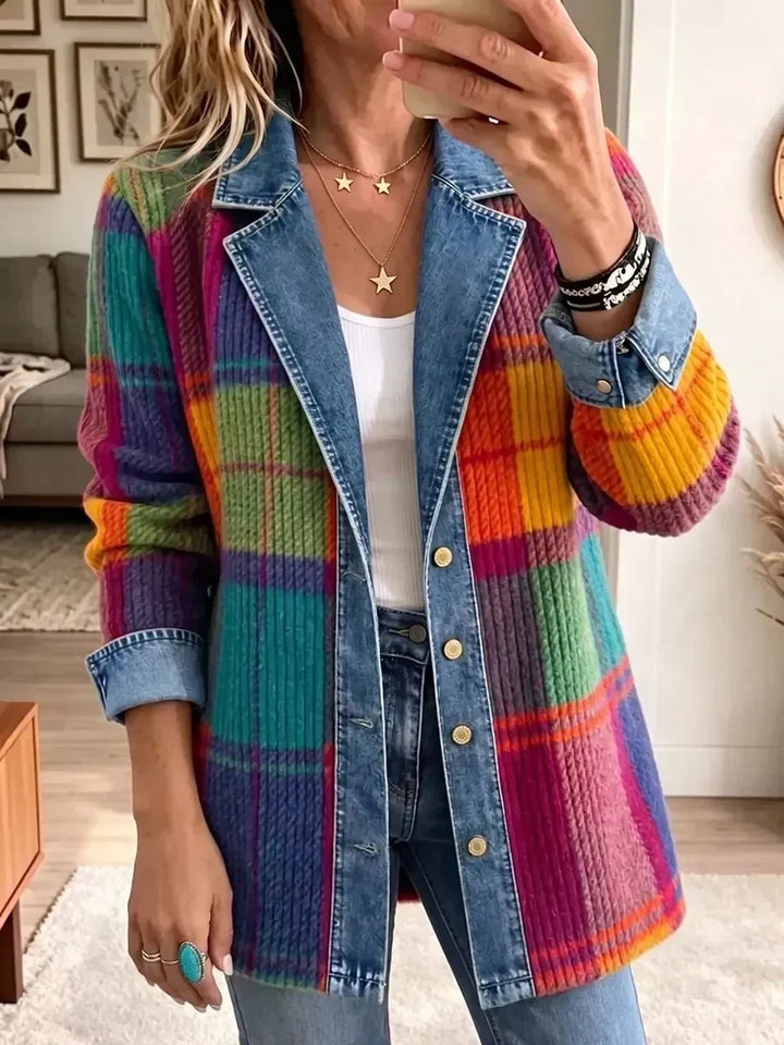Maribel™ Vintage Plaid Quilted Jacket, full length view