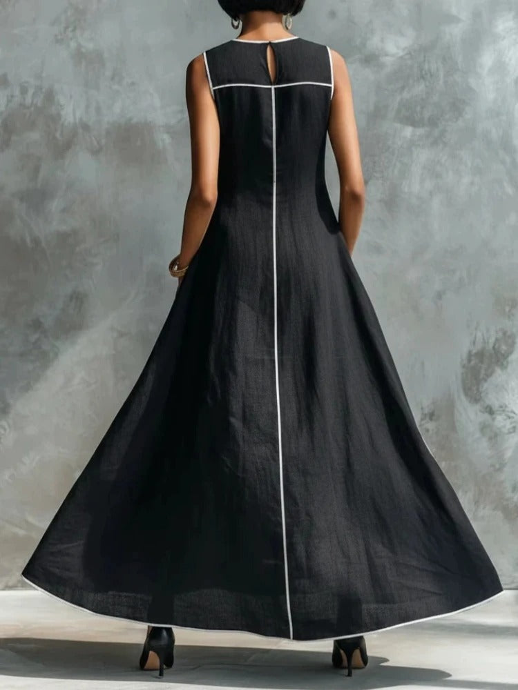 Hope™ Contrast Trim A-Line Maxi Dress, close view of the contrast trim
