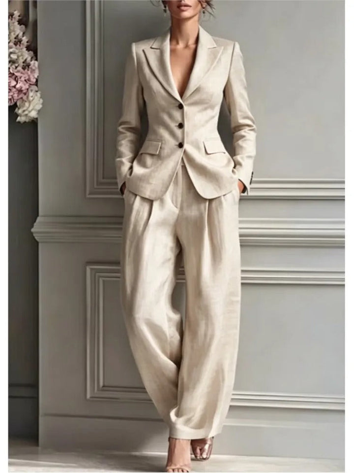 Enid™ Blazer and Wide Leg Pants Set, in White, blazer and pants together