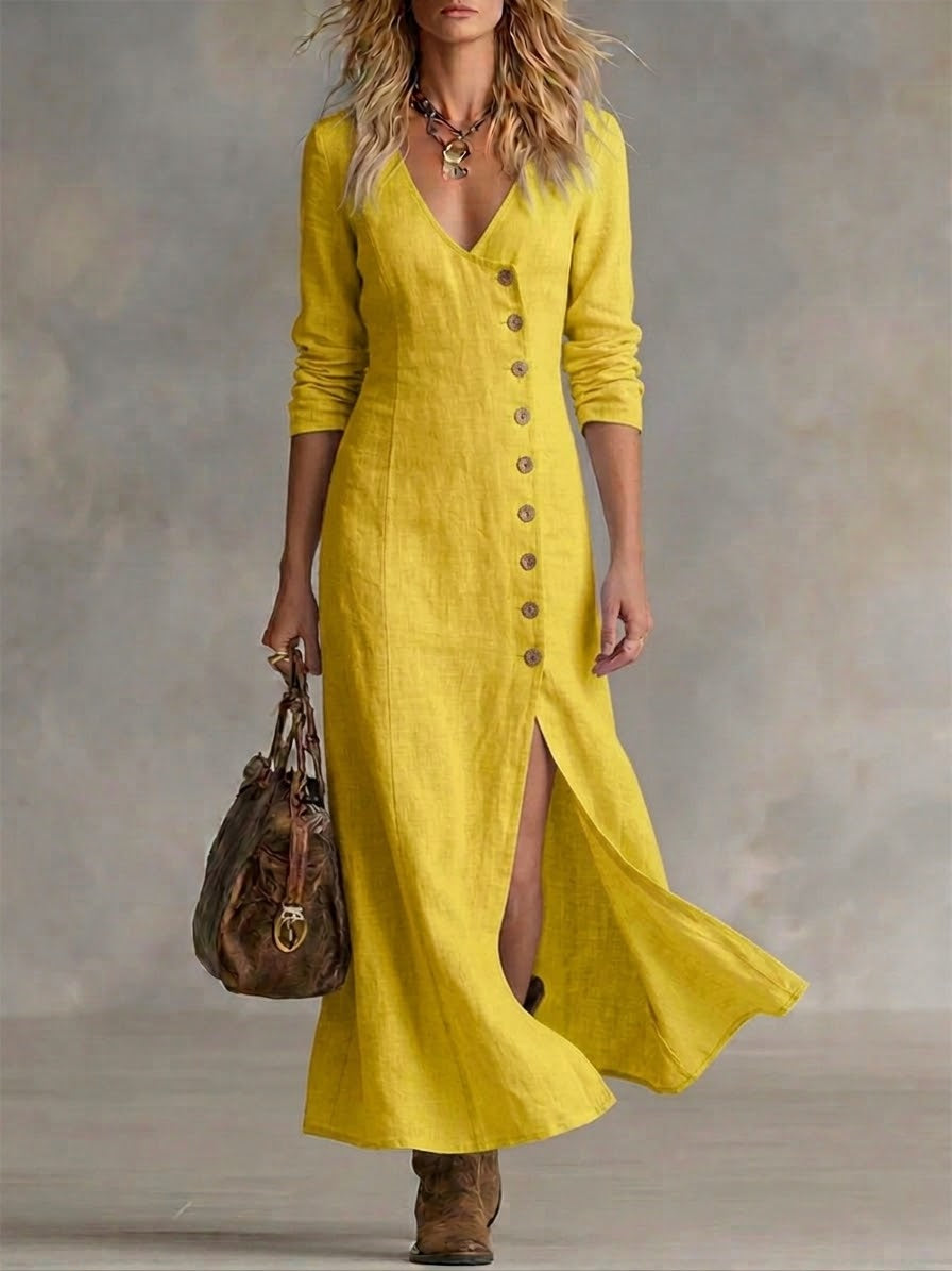 Doris button-front maxi dress, front view