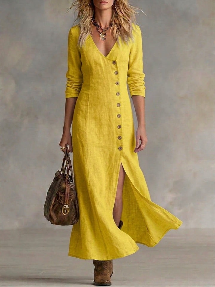Doris button-front maxi dress, front view