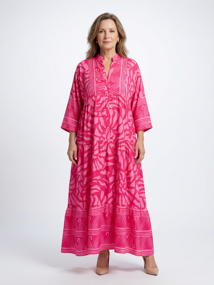 Eula™ Button-Front Midi Dress, in Pink, full length
